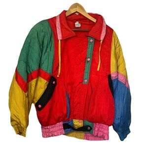 Havoc Vintage 80s Color-block Colorful Vibrant Windbreaker Puffer Jacket Small
